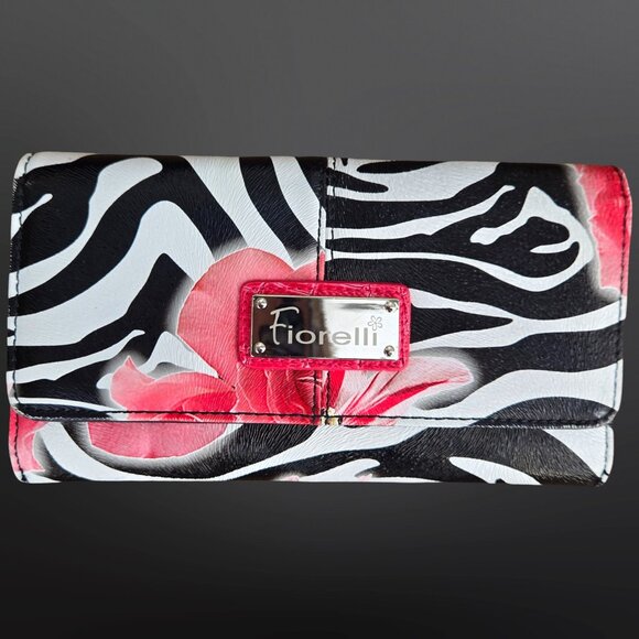 Y2K Wallet Zebra Print Floral Deadstock Black White Pink Emo Scene Mcbling Gyaru - Picture 2 of 9